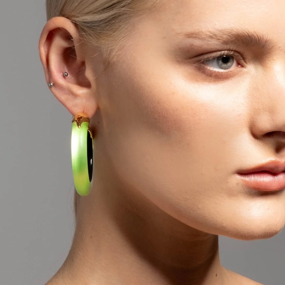Alexis Bittar Green Hoop Earrings Modern Design